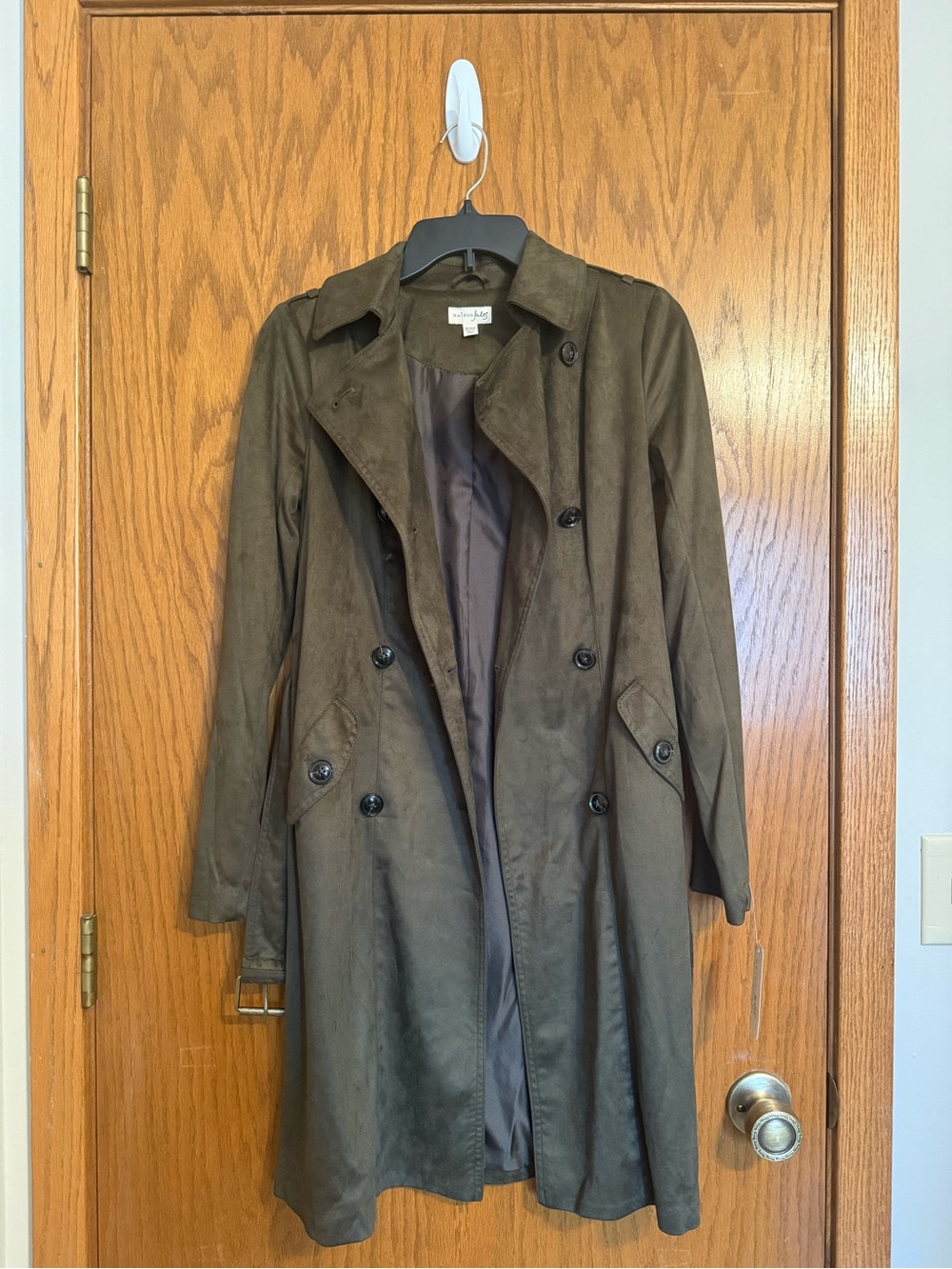 Olive Green Double-Breasted Trench Coat